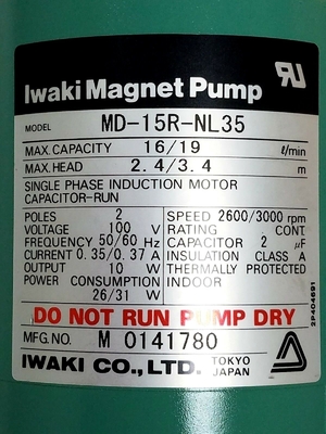 TRUNG QUỐC LẮP RÁP BƠM FUJI FRONTIER 370/375 Minilab 133H0287D (PU710-PU711) IWAKI MD-15R MỚI nhà cung cấp